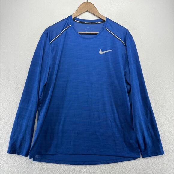Nike Running Shirt Men's XL Blue Dri Fit Miler Performance Training Lightweight - Picture 1 of 9